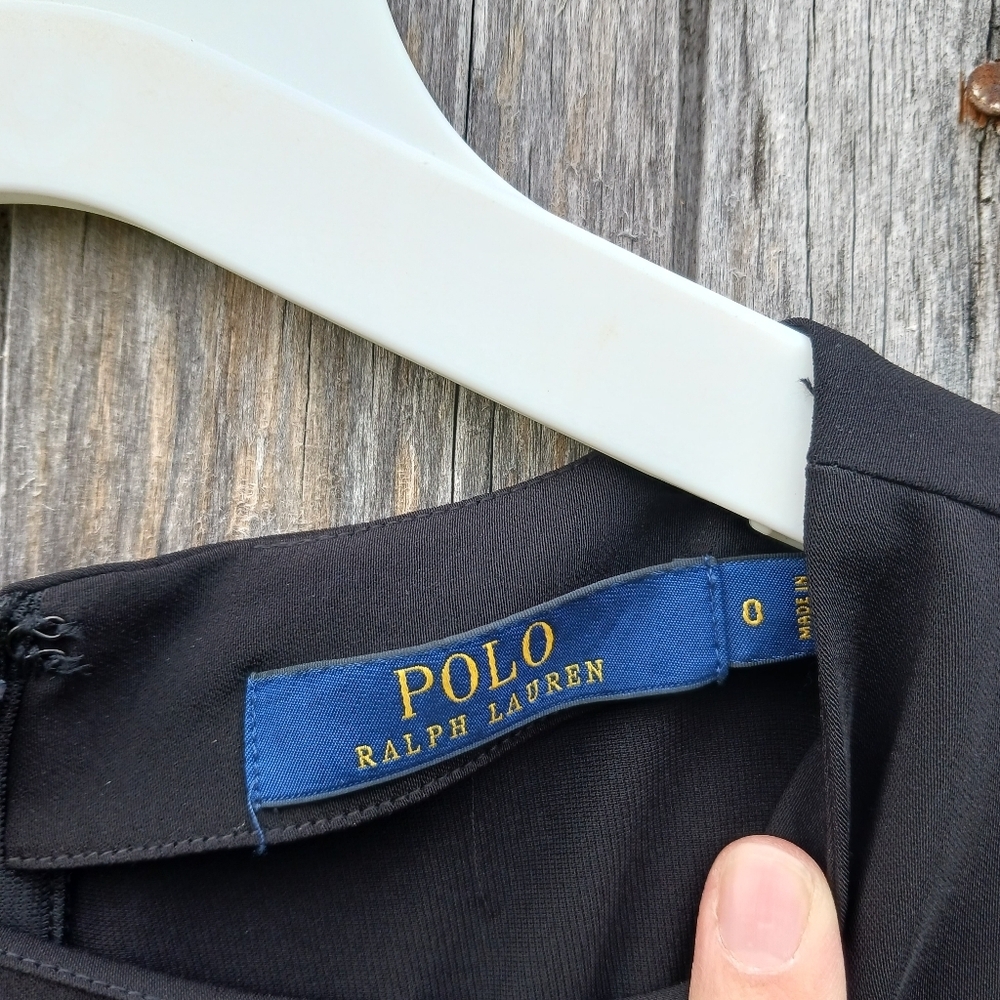 Polo Ralph Lauren Twill Short Sleeve Side Slits Black Long Tunic Top Womens Sz 0 - Picture 4 of 6